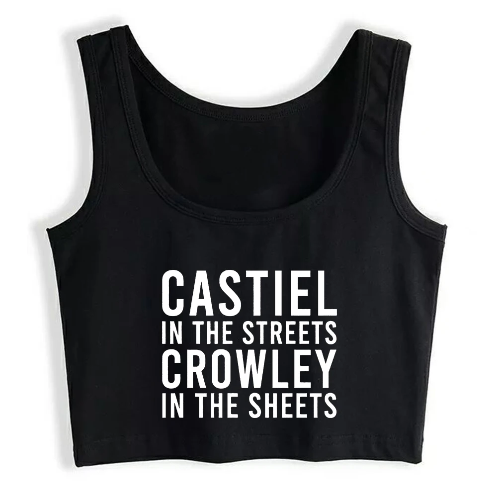 Castiel In The Streets Crowley In The Sheets Design Crop Top Hotwife Humor Flirting Tank Top Swinger Playful Lifestyle Camisole