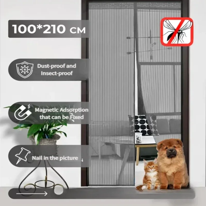 New Magnetic Soft Screen Door Mesh Screen Mosquito Net Mosquito Repellent Silent Nylon Buckle Door Curtain Bedroom Ventilation