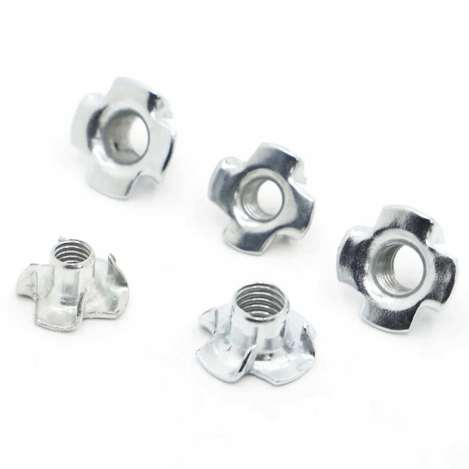 20Pcs Zinc Plated Four Claws Nut Speaker Nut T-nut Blind Pronged Tee Nut Furniture M3 M4 M5 M6 M8 M10