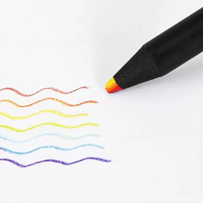 2025 ins gradual change seven-color rainbow pencil multi-color black wood color lead mixed color student colorful painting pen