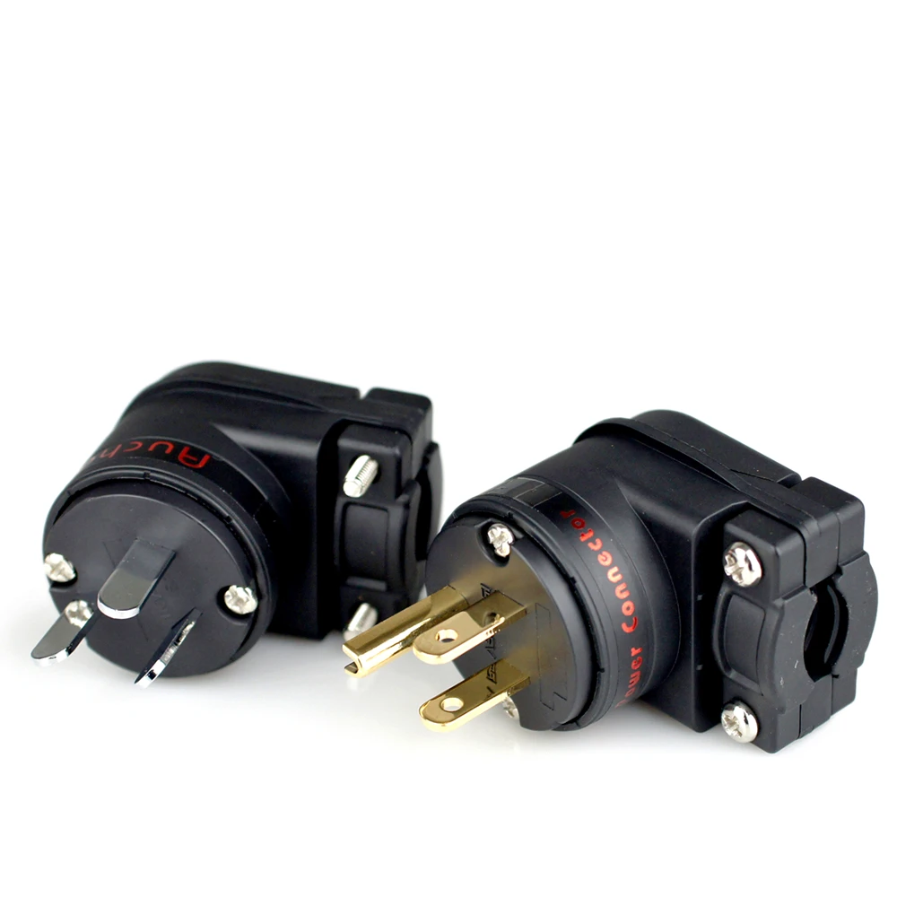 Hi-end  L-shaped Copper Gold Plated IEC Connector HiFi Audio Cable Adapter US EU Universal Version
