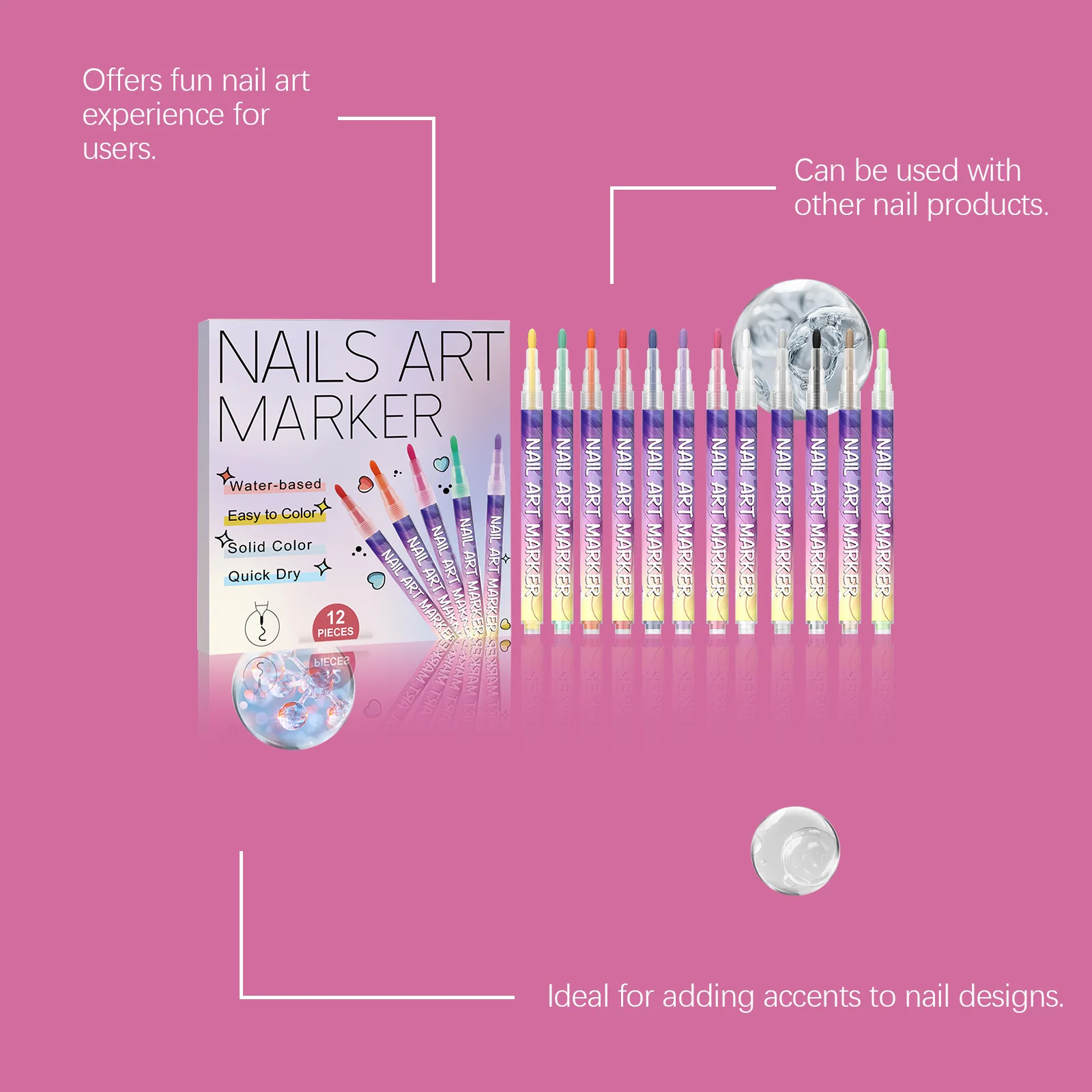 여성용 멀티 컬러 네일 아트 펜 세트 시리즈 네일 아트 도팅 라이너 지속적인 컬러링 페인팅 매니큐어 DIY 네일 드로잉 펜