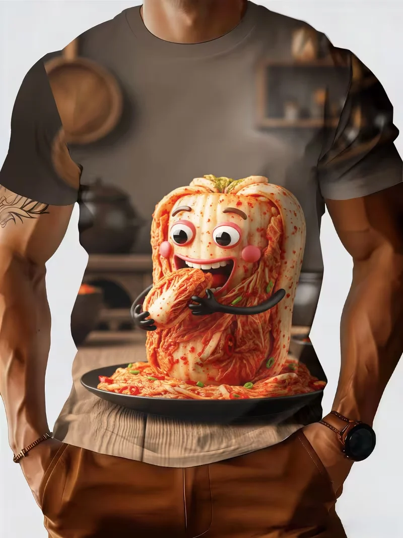 Delicious Food Pattern T-shirt For Men Cool 3D Printed Funny Summer T Shirts Tops Loose Short Sleeves Women Round Neck Tees New