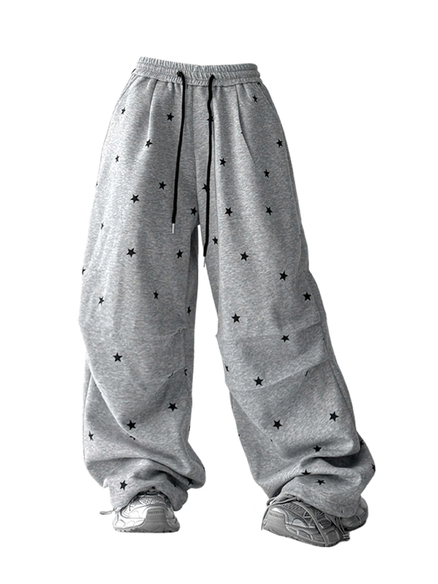 Women's Grey Sweatpants Baggy Star Pants Harajuku Dance Pants Japanese 2000s Style Y2k Vintage Oversize Trousers Clothes Autumn