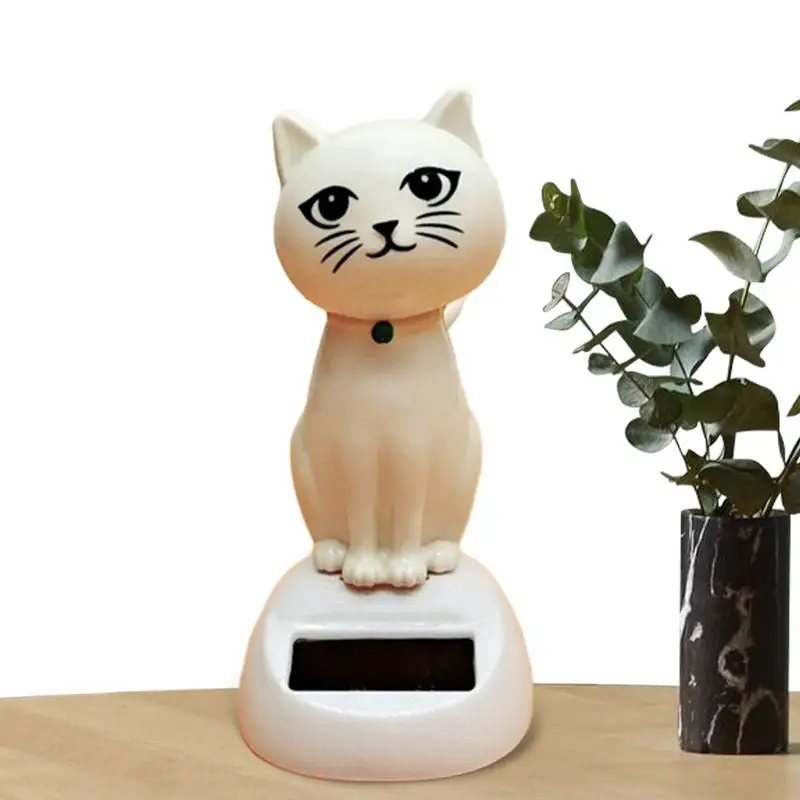 Solar Car Dashboard Decorations Cartoon Car Shaking Head Dancer Creative Bobblehead Shaking Head Cat Ornaments