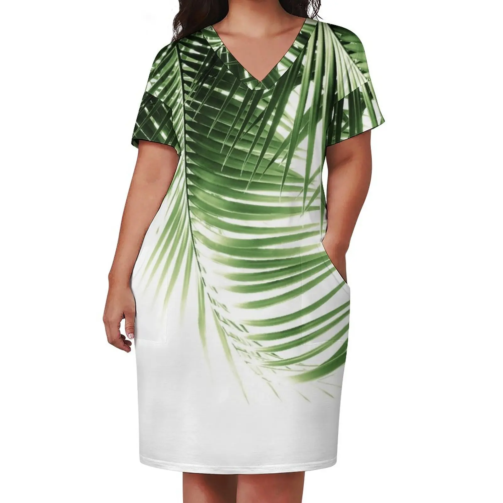 Palm Leaves Green Vibes #9 #tropical #decor #art Loose Pocket Dress Woman clothing summer dresses for women 2024