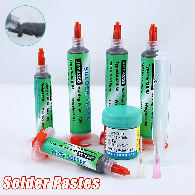 

Lead-free Welding Paste 138 ℃ Low Temperature No Clean Solder Paste For Phone Component Plug SMD Repair Solder Paste Sn42Bi58