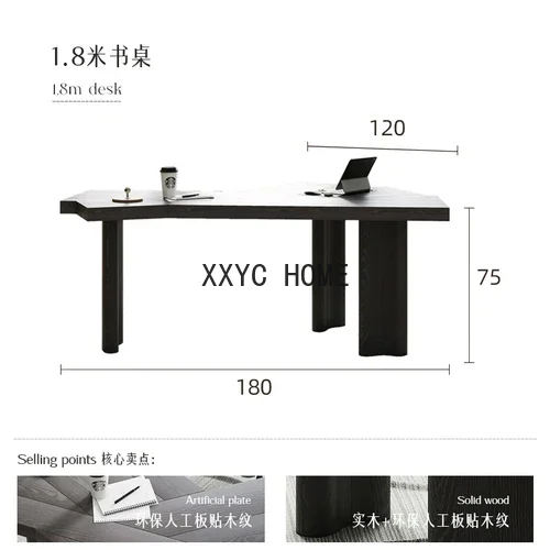 French Retro Creative Fan-Shaped Advanced Solid Wood Desk 1.8 M Computer Desk