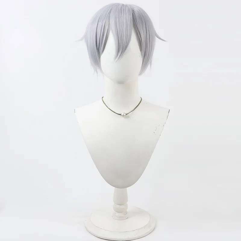 Perruque de Cosplay argentée torsadée du pays des merveilles, tresses courtes blanches, queue de cheval basse pour hommes et femmes, accessoires de jeu de rôle pour fête d'halloween