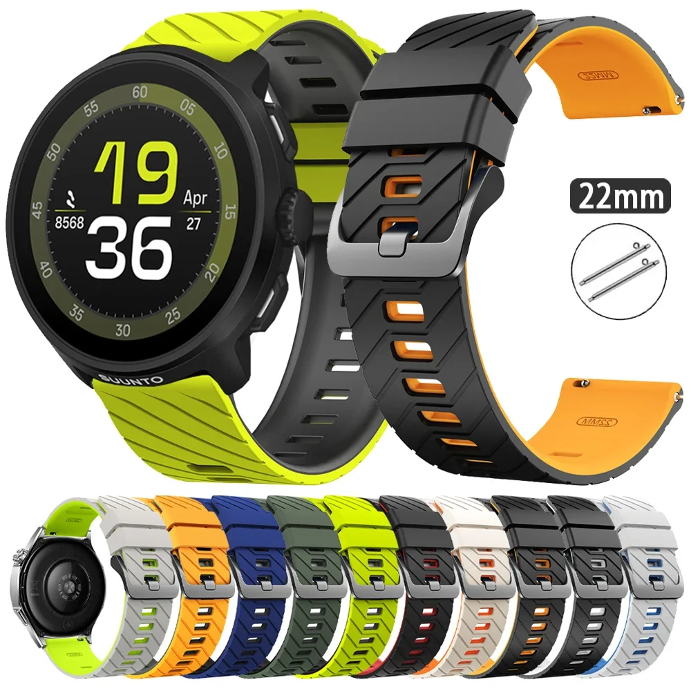 22 mm zweifarbiges Silikonarmband für Suunto Race 2 Sportarmband für SUUNTO 9 Peak Pro/5 PEAK/Race Run/Ocean/Vertical Uhrenarmband
