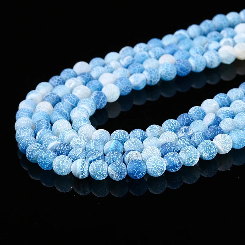 Wholesale Natural Stone Lake Blue Weathered Agate Bead Round Loose Spacer 4 6 8 10mm For Jewelry Making Diy Necklace Bracelet