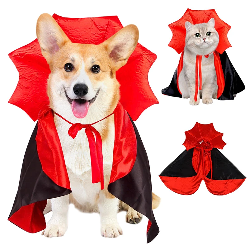 Cat Vampire Cloak Funny Dog Cosplay Halloween Costumes Dog Mantle Apparel Pet Clothing Vampire Cape for Cat Puppy Small Dog