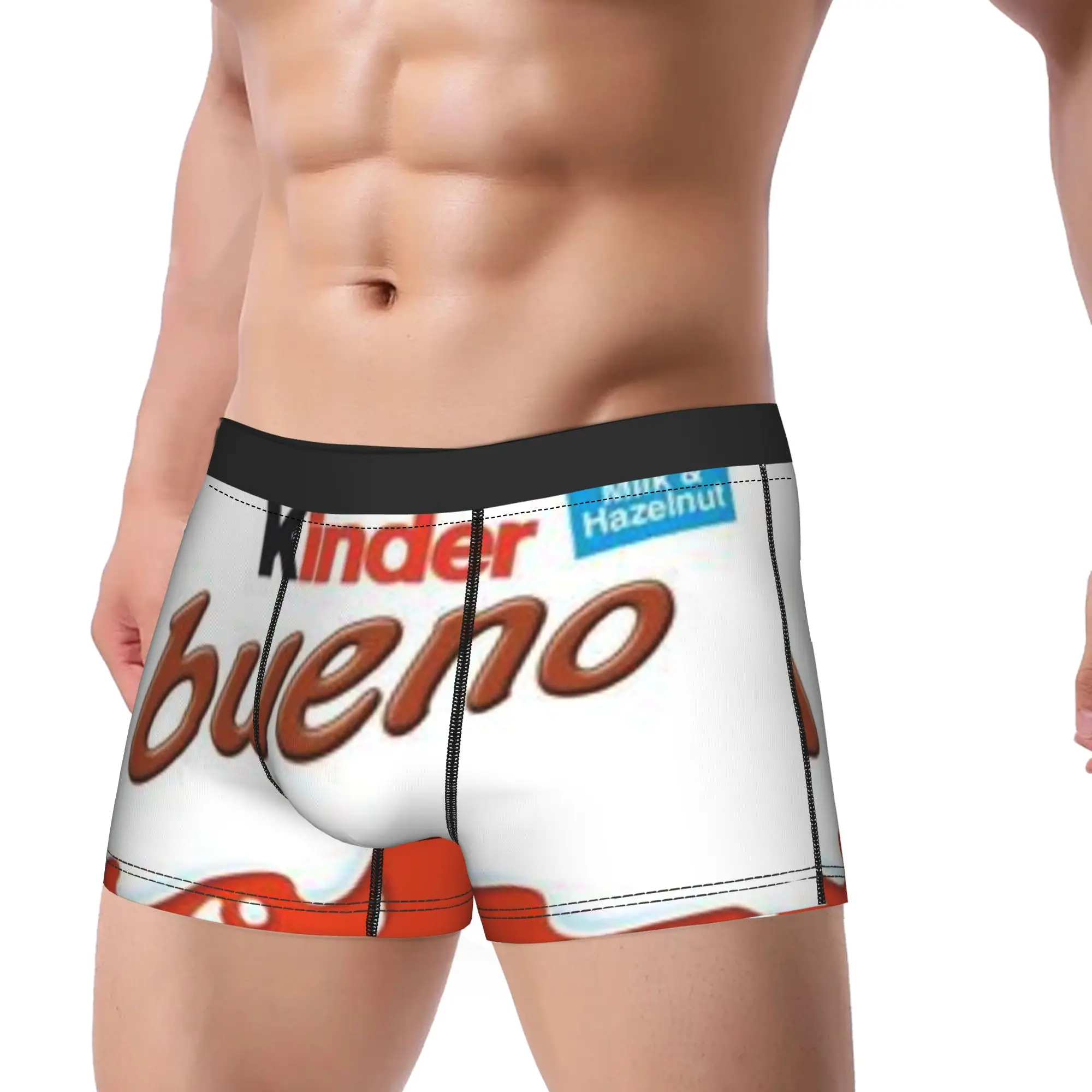 White And Red Kinder Surprise Underpants Homme Panties Man Underwear Ventilate Shorts Boxer Briefs