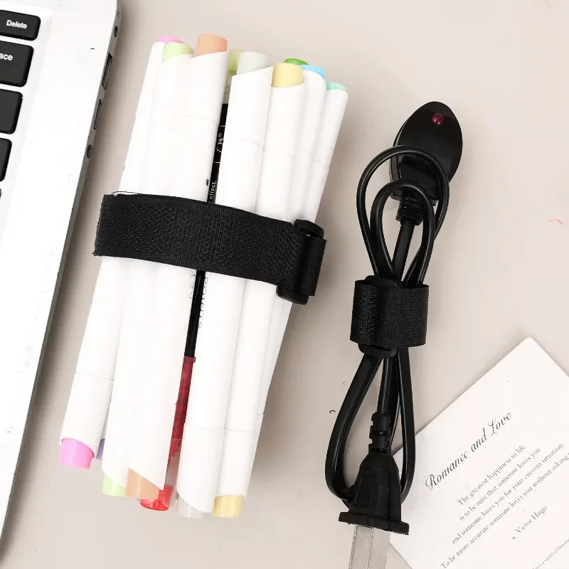 Wiederverwendbare Klett-Nylon-Kabelbinder Verstellbare Drahtbefestiger Wickelbänder zur Sicherung von Kabeln und Kabelmanagement – Detail 4