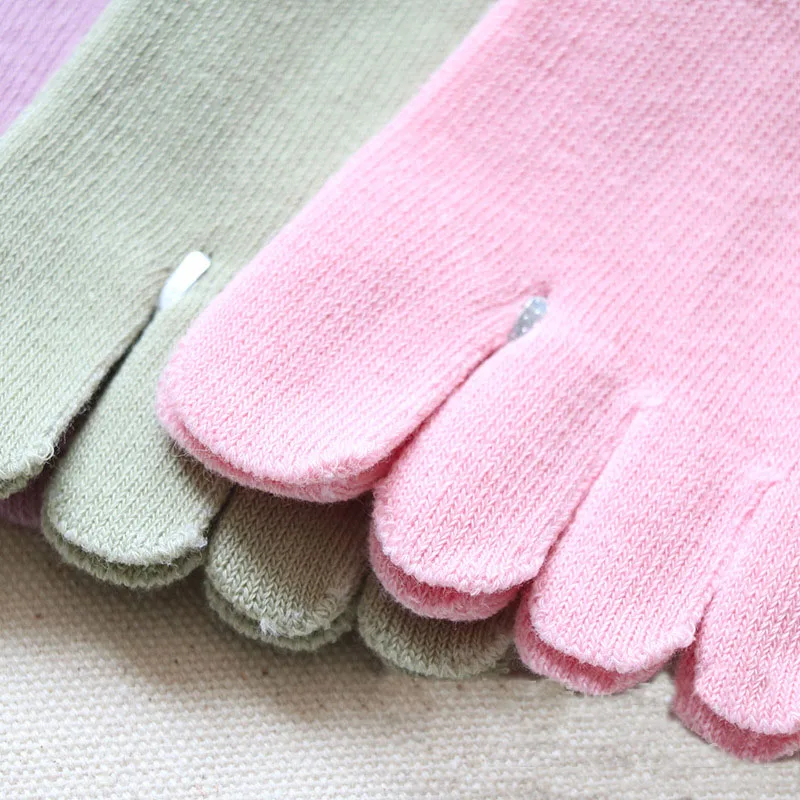 5 Pairs Low Tube Women's 5 Finger Socks Cotton Short Split Toe Sock Solid Color Business Sweat-absorbing Ankle Socks 4 Seasons