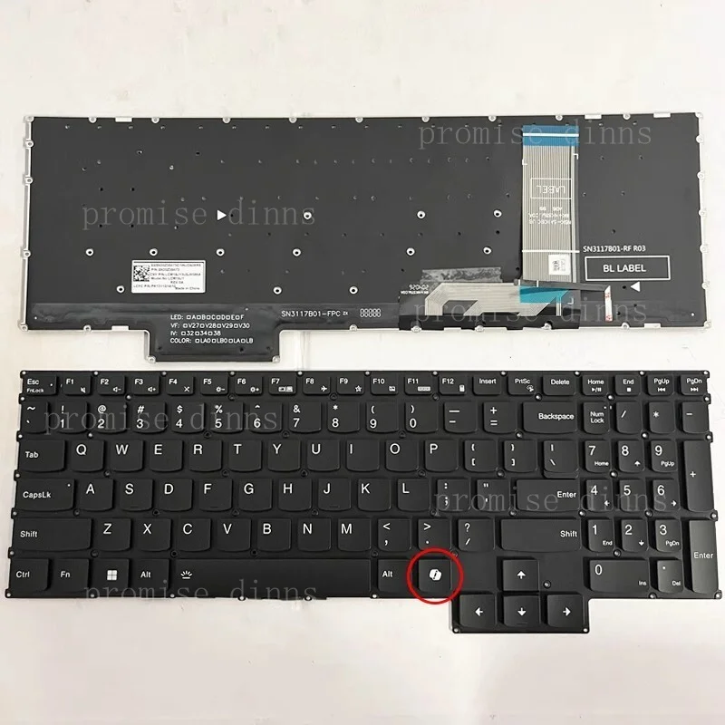 

Клавиатура с подсветкой (US) для Lenovo LOQ 15ARP9 15IAX9 15IAX9E 15IAX9I 15IRX9 G5000