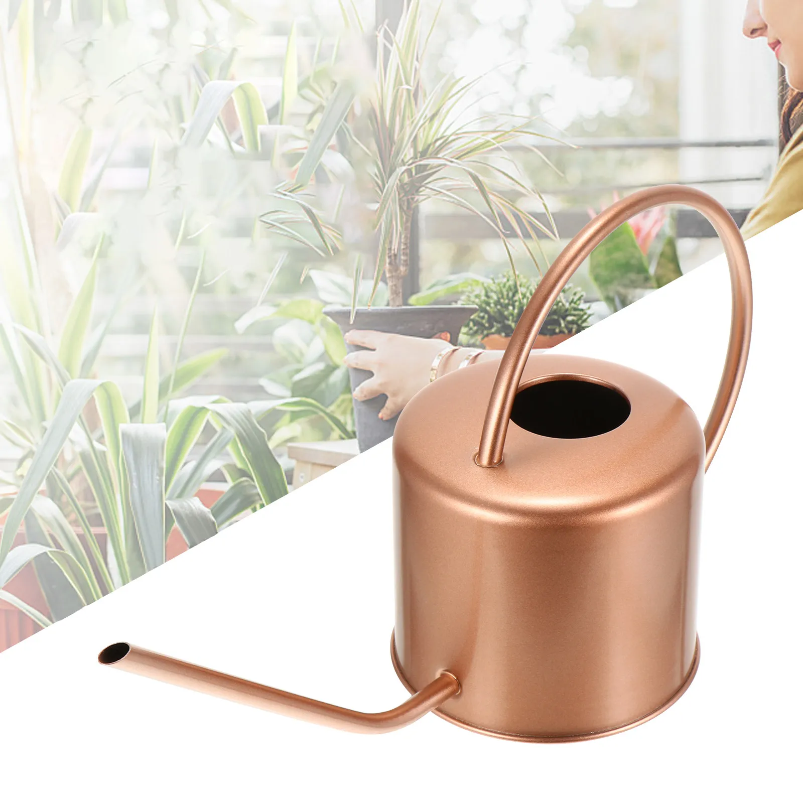 

Лейка из нержавеющей стали с длинным носиком, прочная садовая лейка для цветов, деревьев, газона, с удобной ручкой, бережное поливание