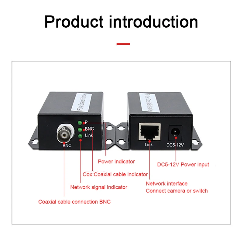 IP Network to Coaxial Extender Transfer from Net Cable Transmission to Coax Line 500M Ethernet RJ45 Converter for CCTV camera