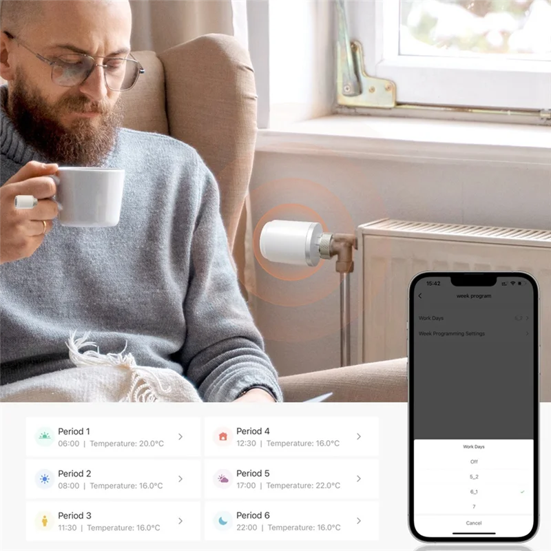 

Y19A Tuya Wi-Fi умный термостат, термостатический привод клапана радиатора TRV, регулятор температуры для Alexa, дома, Алисы, простой в использовании