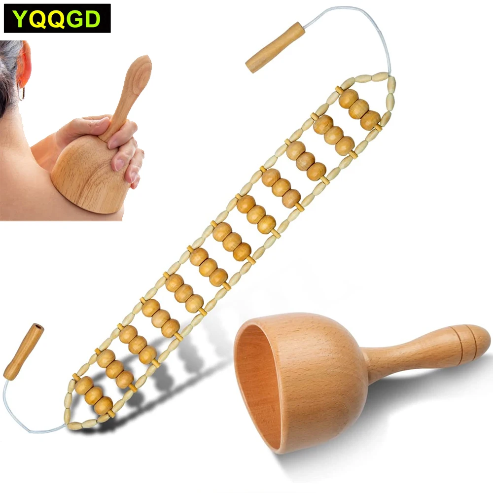 Wood Therapy tools,Maderoterapia Kit,Wood Swedish Cup & Roller Rope Body Sculpting Tools Lymphatic Drainage Massager