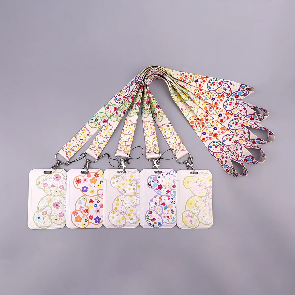

Colorful Bear and Flowers Lanyards for Keys Neck Strap ID Card Phone Straps USB Badge Holder DIY Hang Rope Keychain Accessories