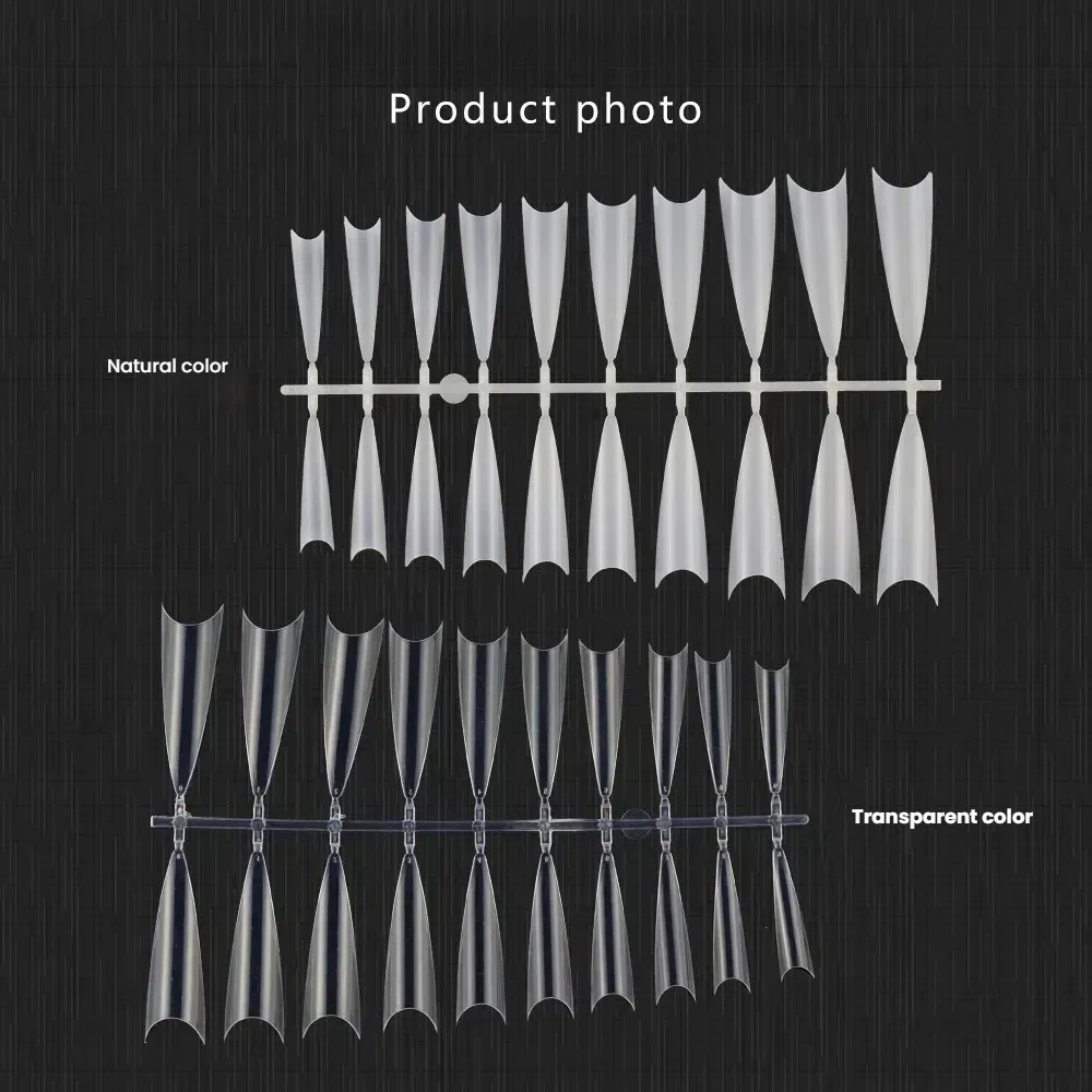 Extra Long Transparent Demon-Pointed False Nail Tips  Nature Fit & Easy Removal Half-Cover Artificial Fingernails