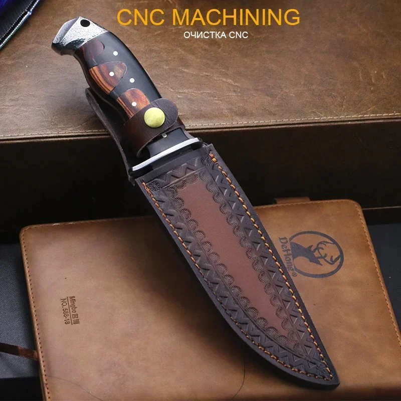 DEHONG USA Classic Tactical Hunting Straight Knife for outdoor fishing wilderness Adventure survival, jungle EDC tools