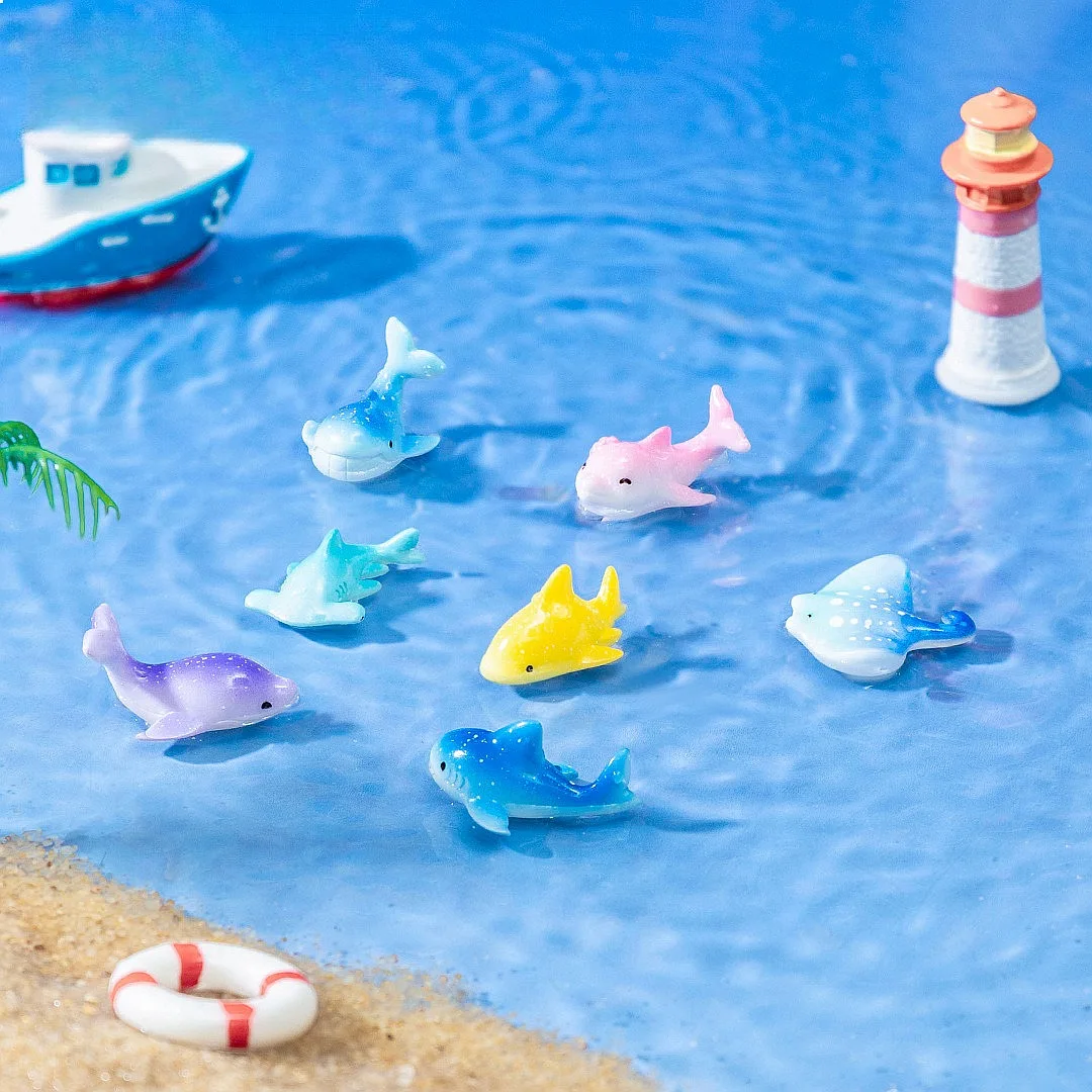 100pcs Wholesale 3D Resin Dolphin Cute Mini Ocean Animals DIY Fairy Garden Decor Dollhouse Accessories