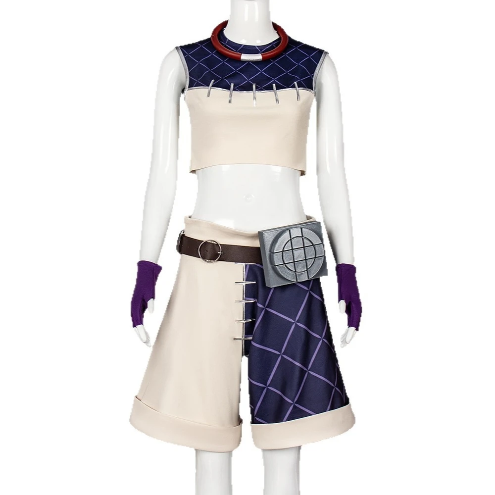 Anime GACHIAKUTA Kutoni Cosplay Costume Disguise for Adult Women Crop Top ants Belt Collar Set Roleplay Halloween Carnival Suit