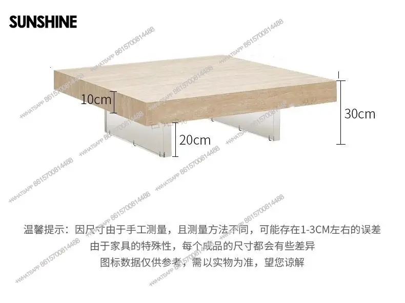 Wabi-sabi wind, coffee table light luxury, small apartment travertine rock slab household living room