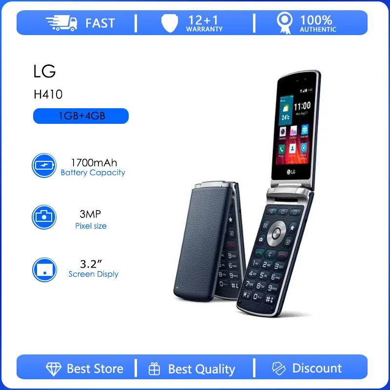 Teléfono Móvil LG Wine Smart H410 Original Reacondicionado, Desbloqueado, 3MP, 1700mAh, 4GB, 1GB RAM, Teclado Ruso/Árabe