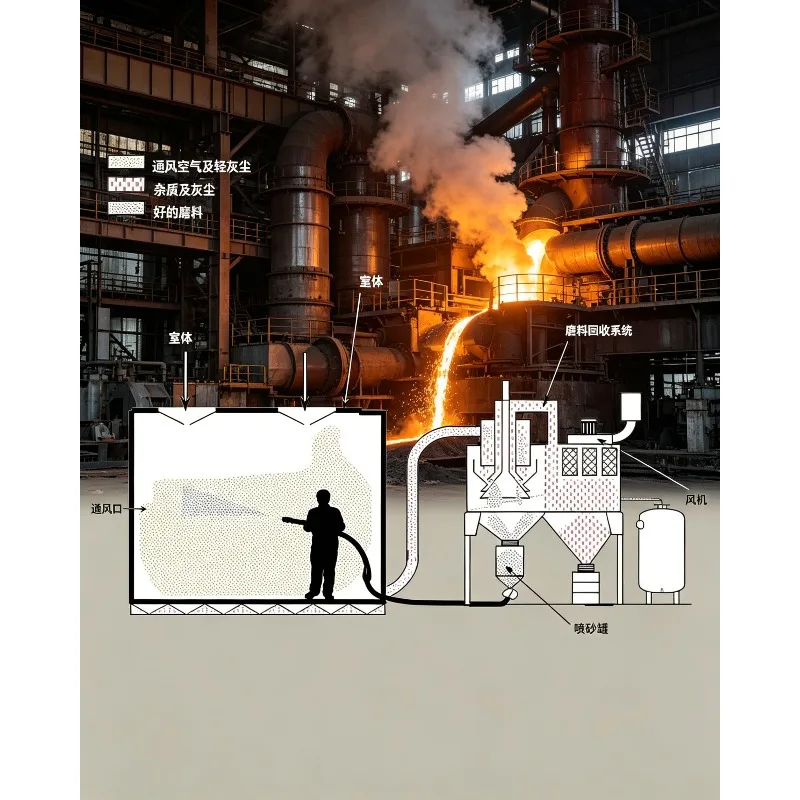 Sand Blasting Room with Automatic Cleaning Process for Steel Shot Commercial Blast Room System Sandblasting Booth Specifications