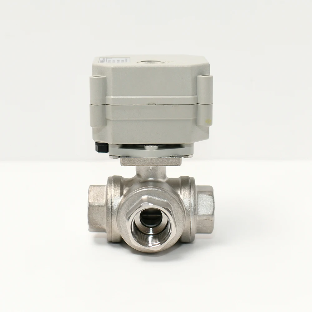 Position Indicated 3 Wires Control Factory Price 3-Way Stainless Steel SS304 DN25 1'' L/T Port Motorized Valve