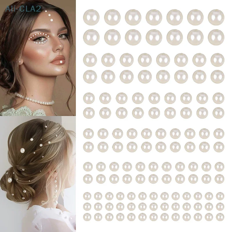 165/220 Pcs Mix 3mm/4mm/5mm/6mm Pearl Jewelry For DIY Face Beauty Makeup Nail Art Cell Phone Hair Accessories