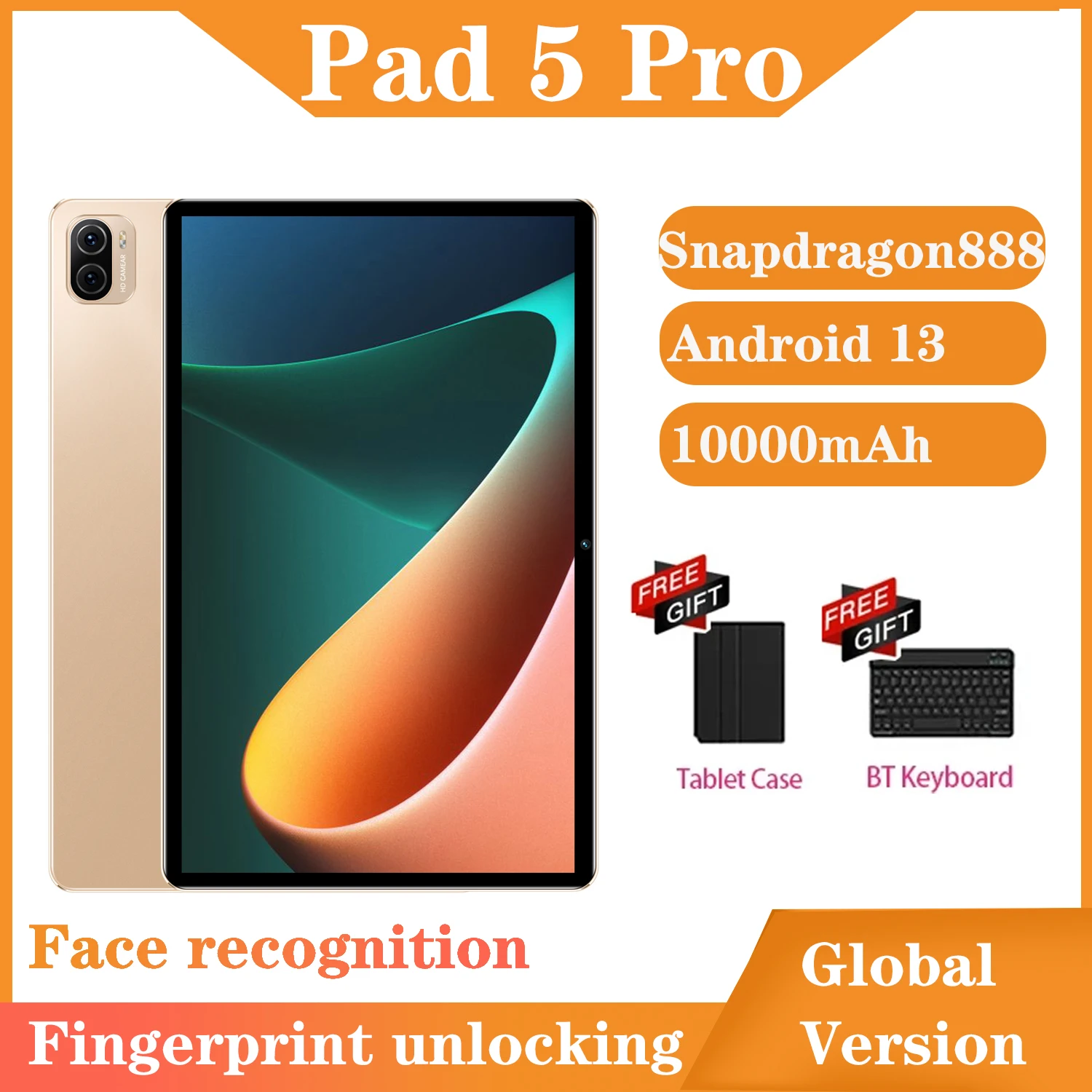 

2024 Xioaml Pad 5 Pro 10.1 Inch Tablet Android 13.0 10000mAh 8GB RAM 256GB ROM Dual SIM Dual Standby 8 Core Tablet Wifi Bluetoot