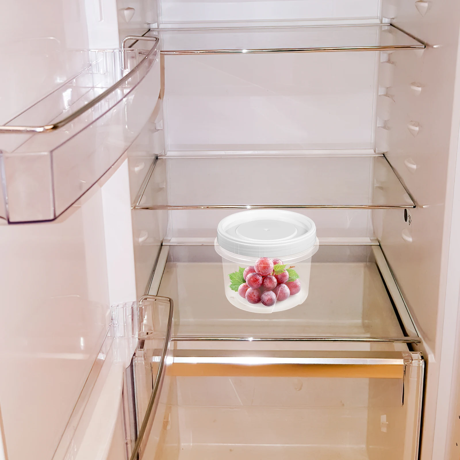 

2Pcs 500ml White Fridge Storage Boxes Reusable Sealed Containers Kitchen ganization Food Preservation Freezer Bin