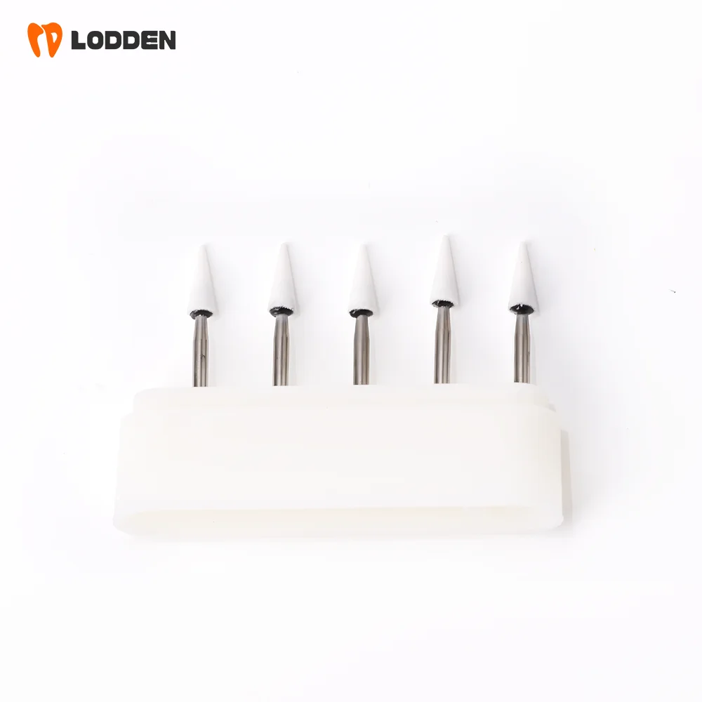 5pcs Dental White Stone White Polishing Burs Stones Burs FW/RW Drills Flame Shape for Dentistry Teeth Care & polishing