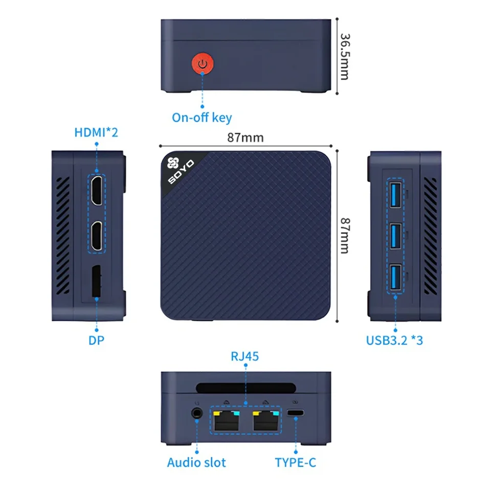 SOYO Mini PC ダークブルー キューブ型 512gb Sed731a7f8a2a4666baa748602c4bd