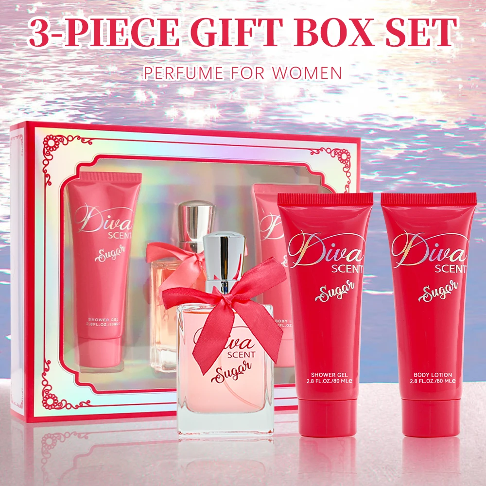 Set de regalo de baño y cuerpo para mujeres y niñas, 2.0fl.oz, Eau de Parfum Spray, 2.8fl.oz, Gel de ducha, loción corporal, fragancia para mujeres