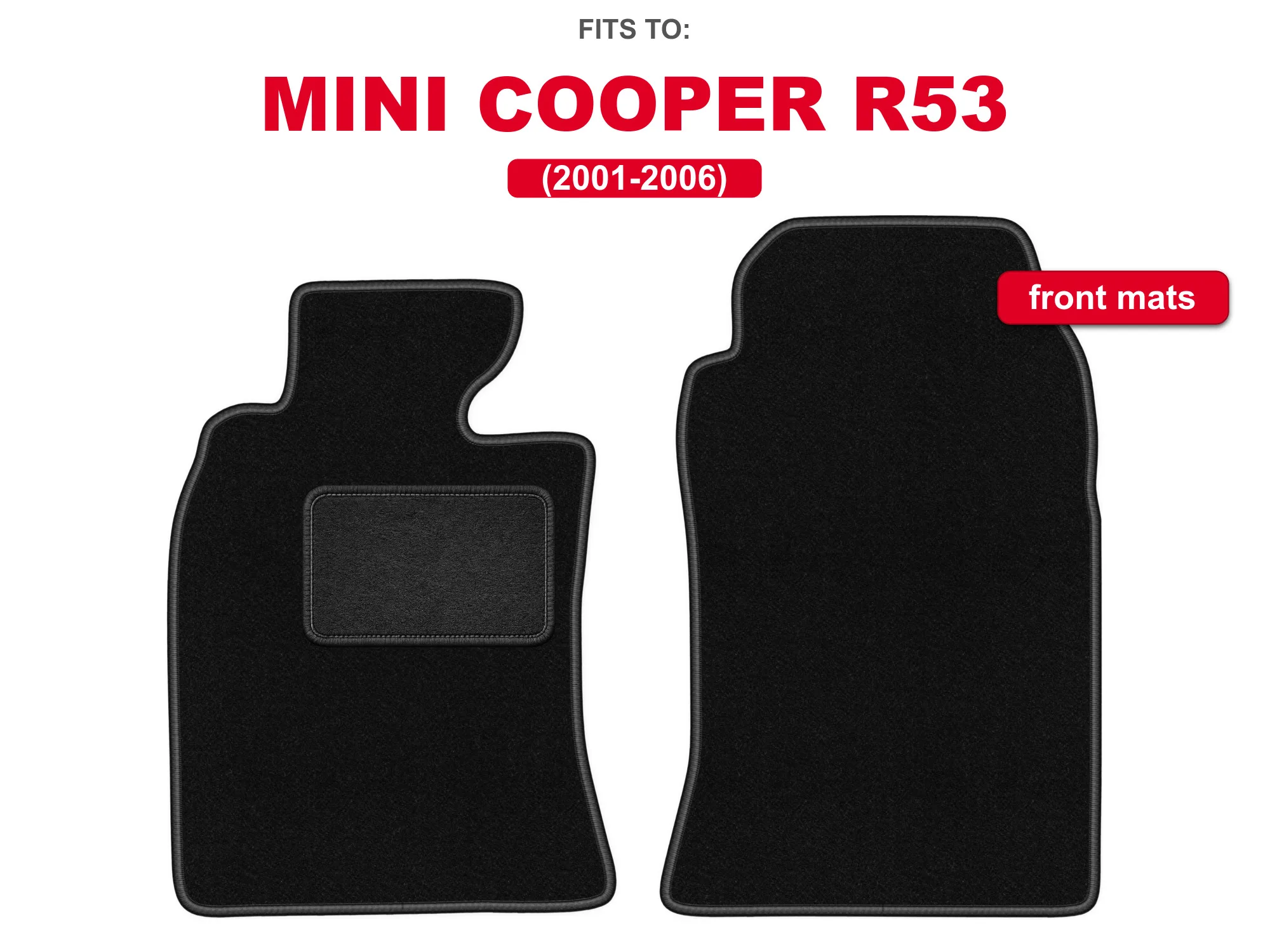 Velours voorste tapijten voor: Mini Cooper R53 2001-2006 hatchback zwarte auto voorste tapijtmatset voor voertuigvloer