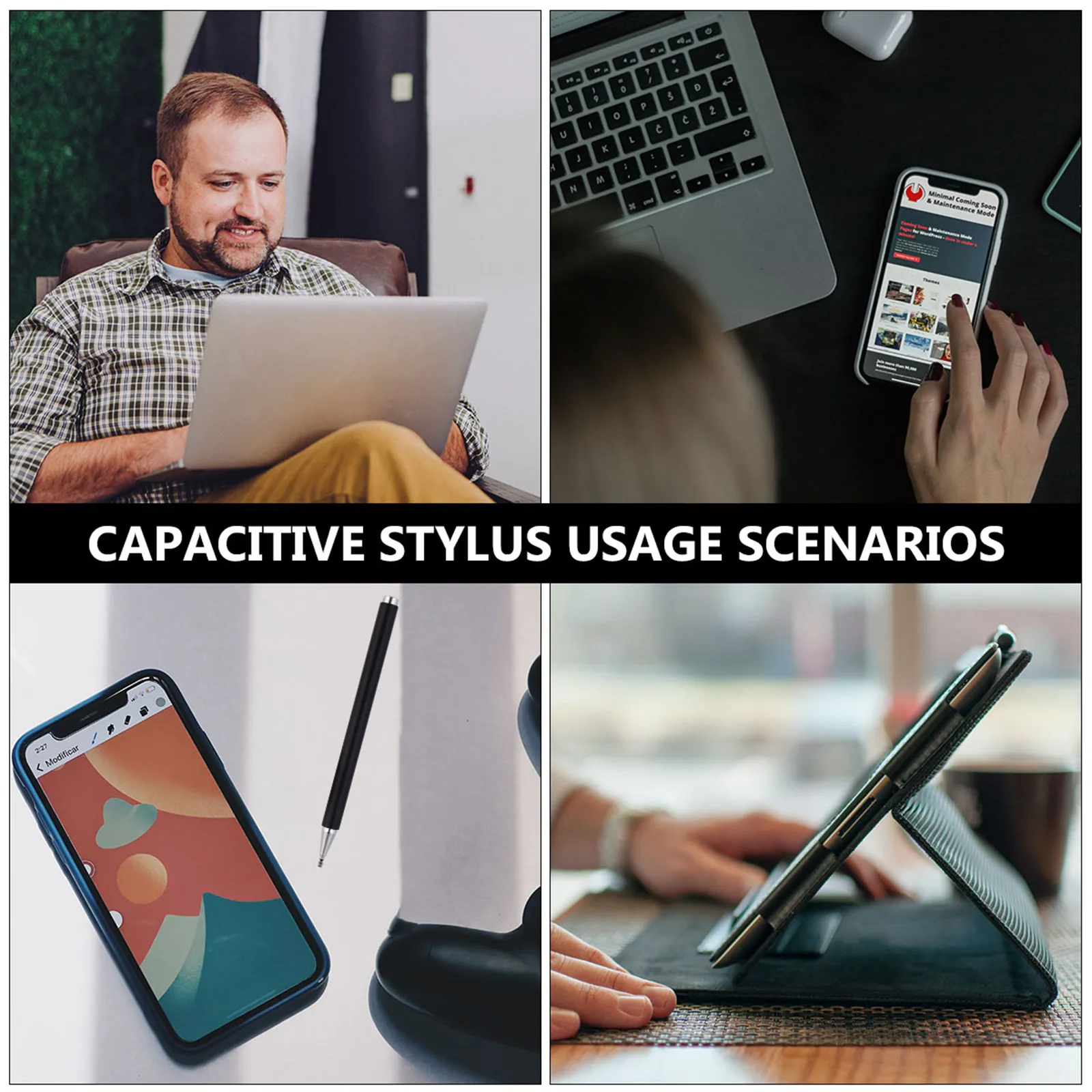 

1Pcs Point Reading Machine Stylus Pen Multi-Function Magnetic Capacitance Stylus for Touch Screen Device Black