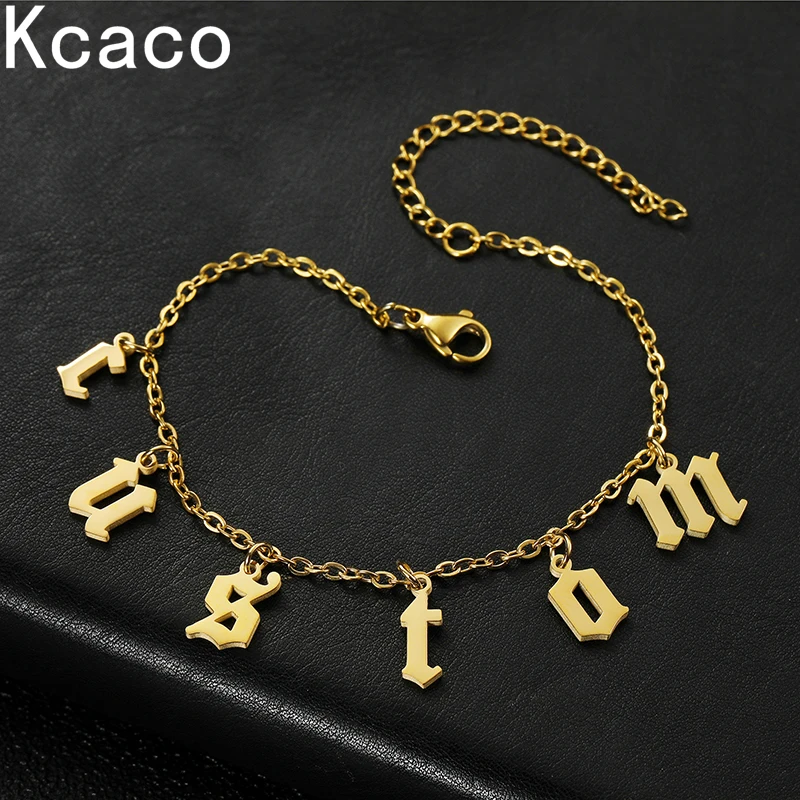 

Personalized Stainless Steel Single Letter Bracelet Gold Color Custom Initials Nameplate Chain Charm for Women Jewellery Gift