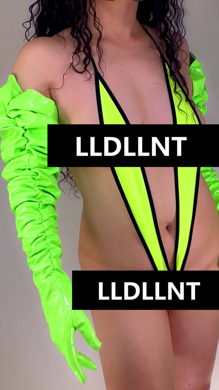 100cm Puff Gloves Extra Long Ruched Fluro Green Fluorescence Shine Patent Big Sleeves Faux Leather Women's LLDLLNT