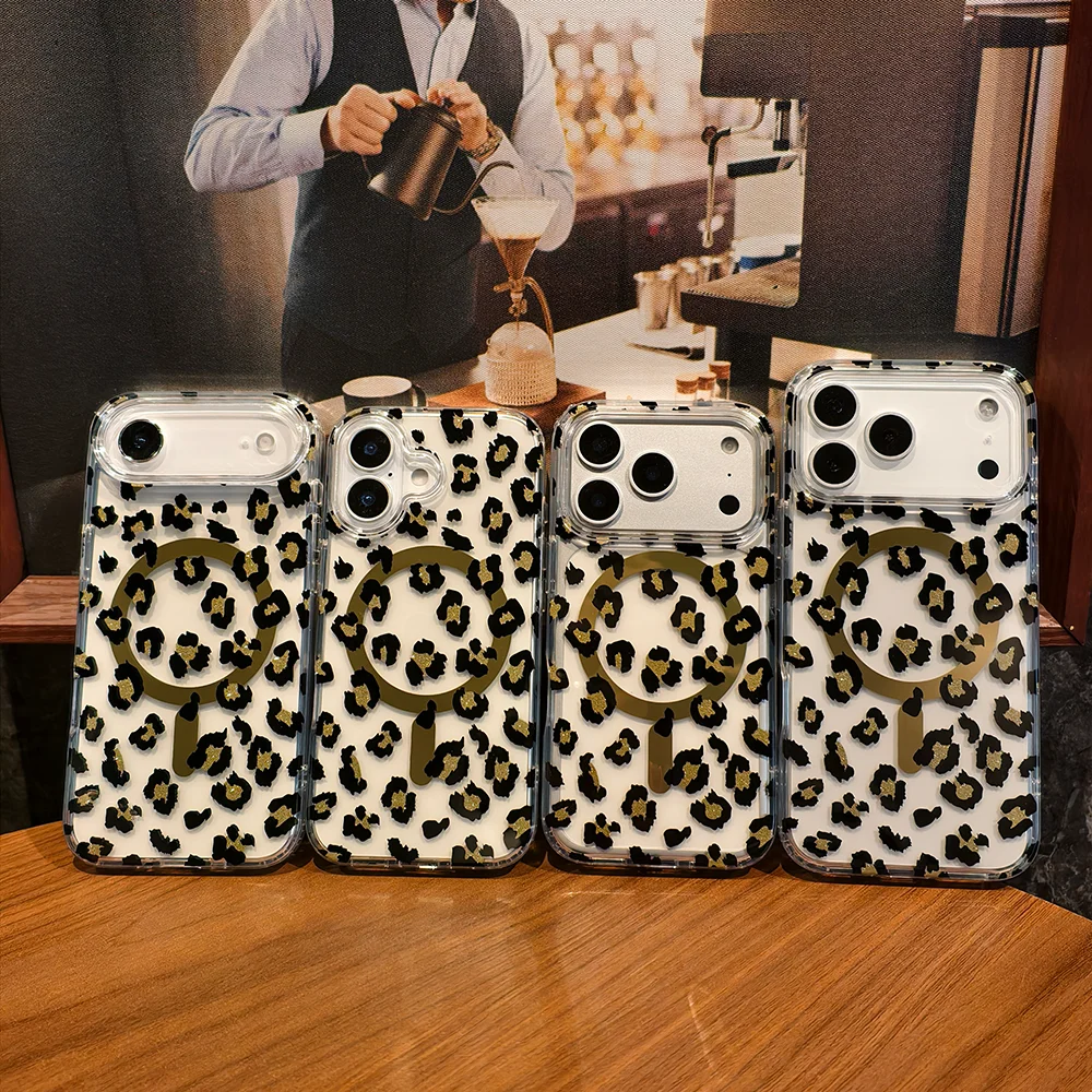 

For Apple 17 Leopard design fashion rose red black pattern mobile phone case for IPhone case 17 Pro Max shockproof cover 17Air.