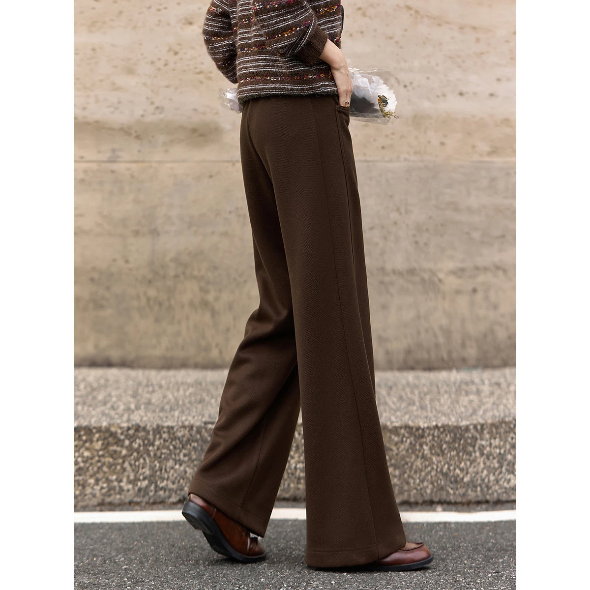 VIMLY Simple Long Winter Pants for Women 2025 Casual Solid Elastic Waist Straight Trousers Loose Fitting Woman Clothing A3383