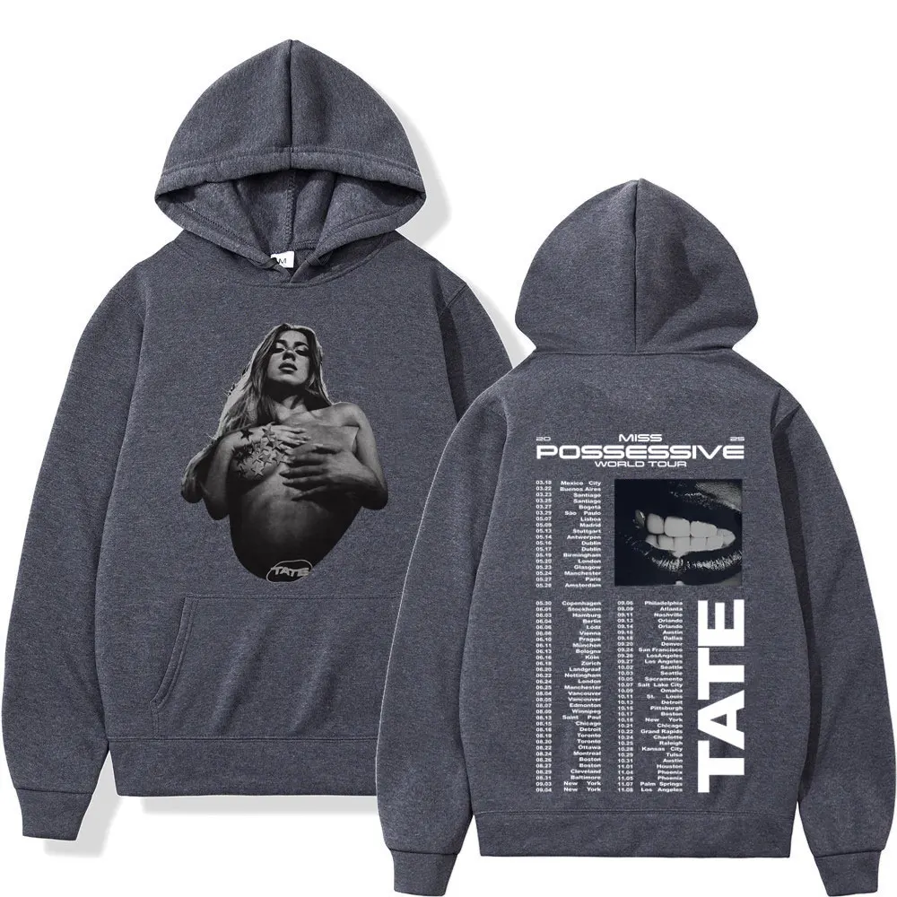 Tate McRae Miss Possessive Tour 2025 Sudadera con capucha vintage para hombre y mujer, jersey estético de manga larga, sudaderas holgadas e informales
