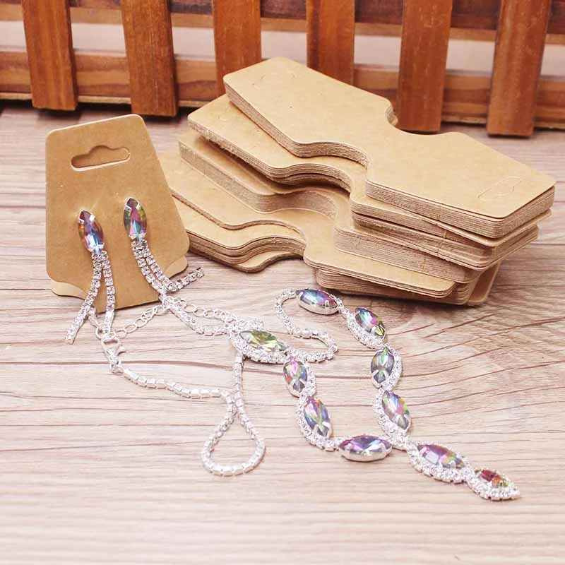 4.5x12cm 100 Card Jewelry Set Card Paper Necklace/Bracelet/Hair Accessories Display Label Card Shoe Studs/Hanging Ear Label Card