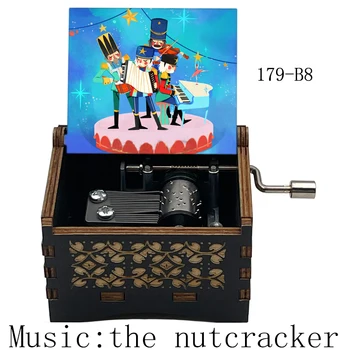 Caja de música de madera con movimiento de mano de Cascanueces, famoso Drama de Ballet impreso, regalo de cumpleaños y Navidad para niños y niñas, decoración del hogar