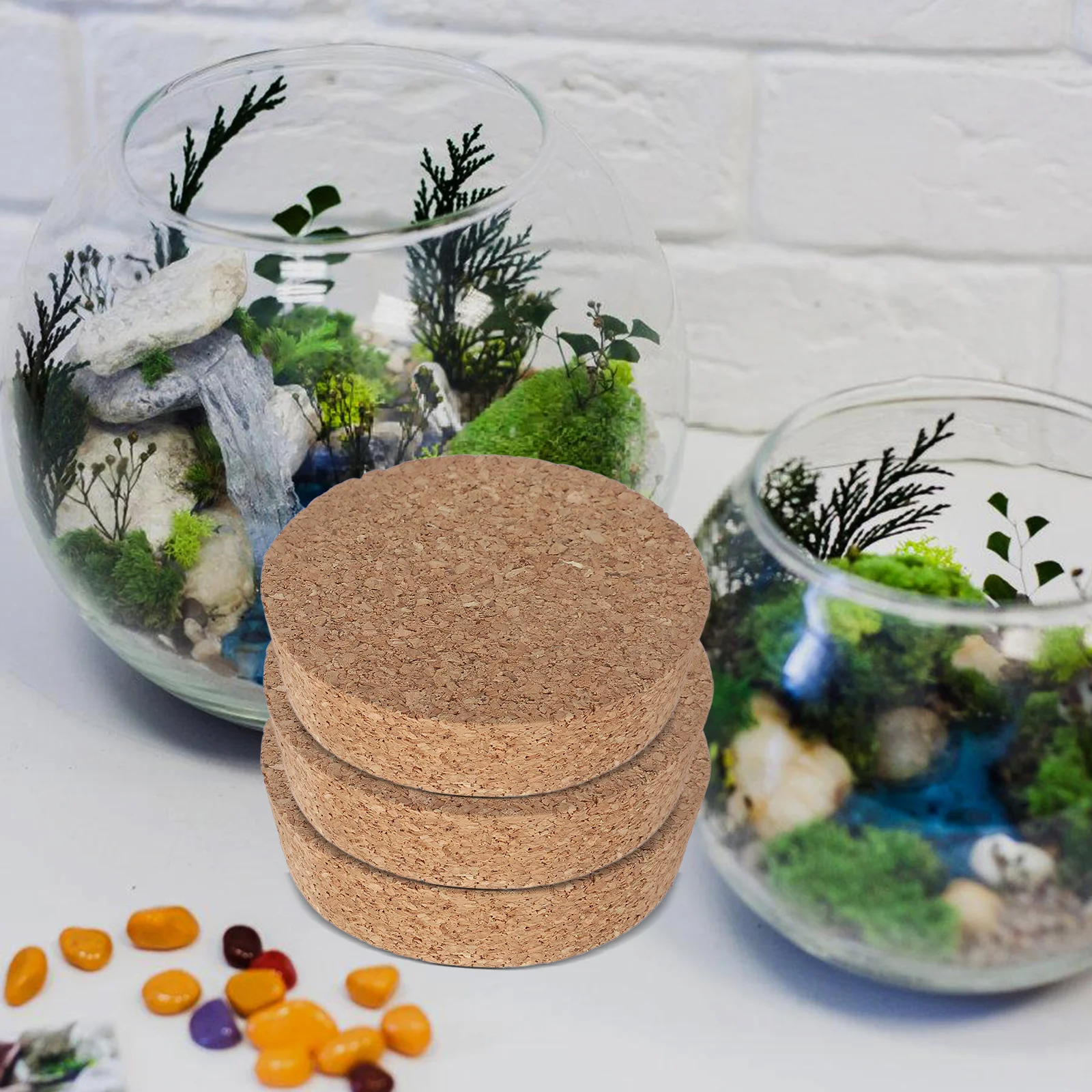 

6 pcs Cork Lids For Glass Planter Canning Jar Flower Vase Lids Hydroponic Terrarium Stopper 80X20X73Mm Reusable Durable Seal
