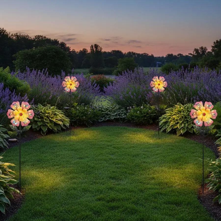 

Декоративные садовые светильники-цветы с 50 светодиодными лампочками и бабочками, 46,7 см, розовые, на солнечных батареях, водонепроницаемые, для двора